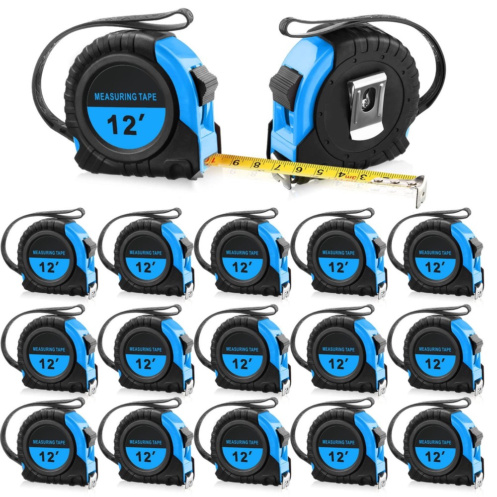 20 Pieces Easy Read Measuring Tape Bulk 12 FT Retractable Blue