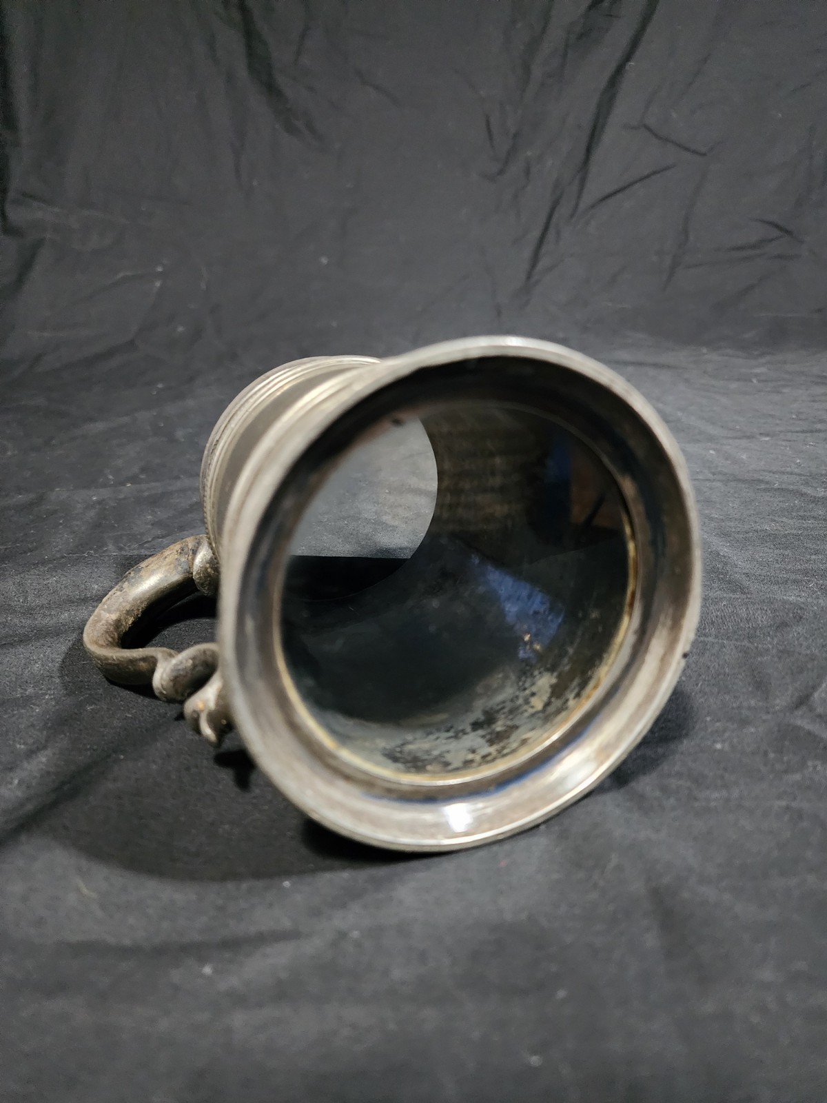 Pewter Mug with Glass Bottom 0.5 Liter Used Beer Stein