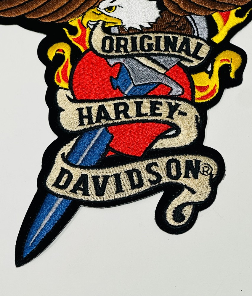 Harley-Davidson Embroidered Eagle Patch Large Iron On Eagle Flames Sword