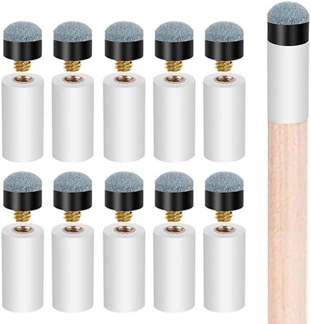 10 Sets Cue Tips for Pool Stick Billiard Cues Tips Replacement Kit with White