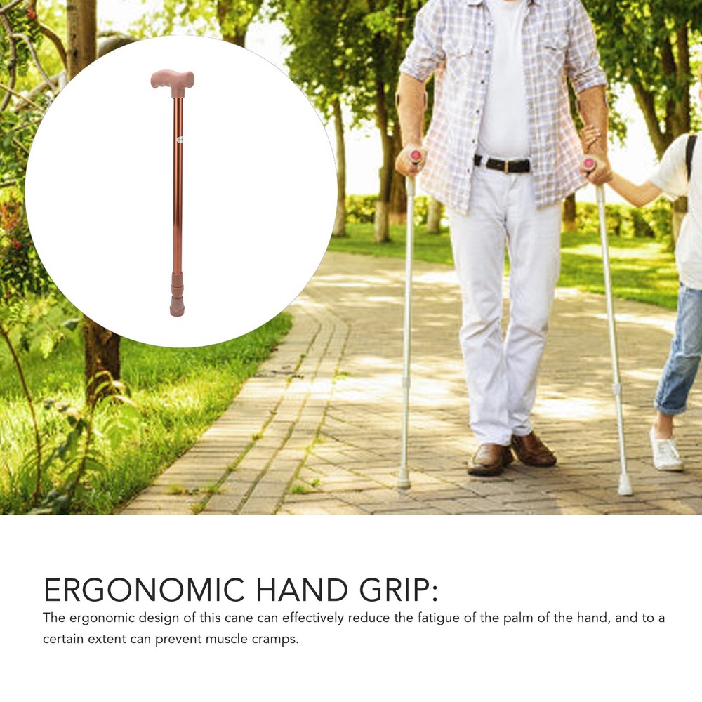 Walking Cane Adjustable Ergonomic Soft Rubber Hand Grip Lightweight Mobility OMO