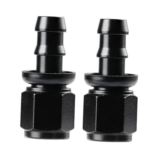 Push Lock Hose Fitting End Black 2PCS 6AN Straight