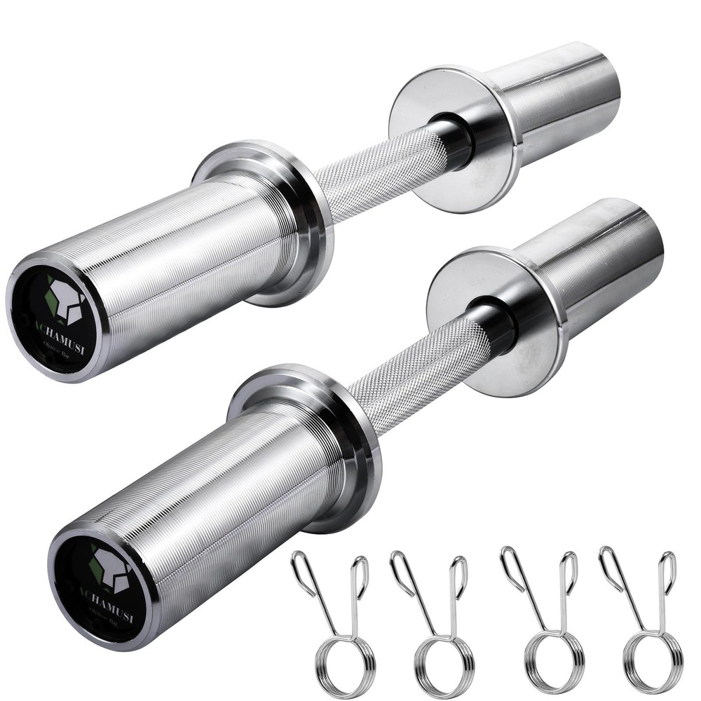 16" Olympic Dumbbell Handle Pair - Solid Adjustable Dumbbell Bars With Spring...