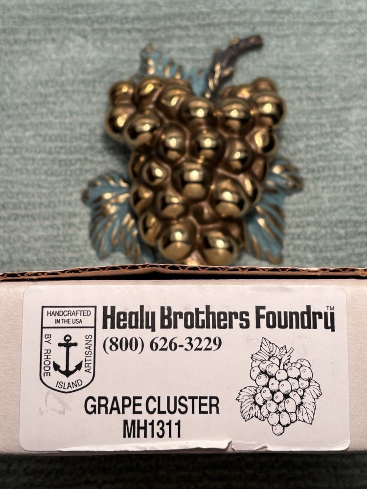 VTG MICHAEL HEALY SOLID BRASS GRAPE DOORBELL COVER WITH HARDWARE NIB