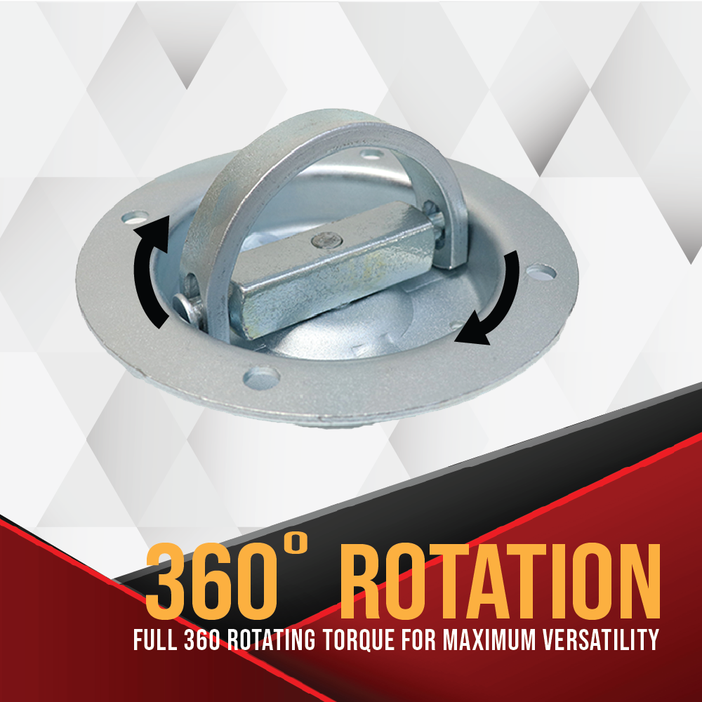 Boxer 4 Pack Recessed D Ring 360 Degree Rotating Pan Fitting Mount