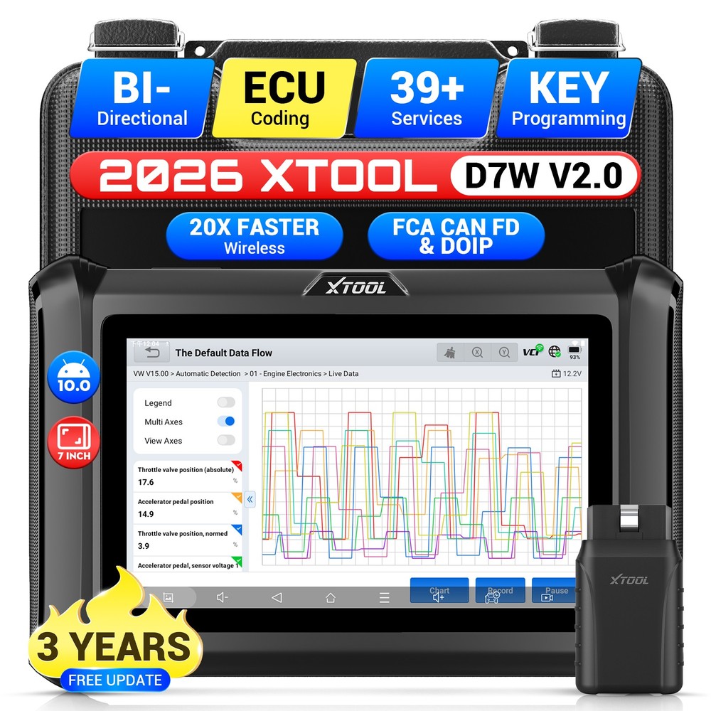 XTOOL D7W V2.0 Wireless OBD2 Scanner Full System Diagnostic Tool ECU Coding FCA