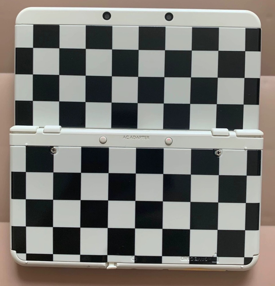 New 3DS Replacement Housing Shell - Black & White Checkered Pattern cover Rare!