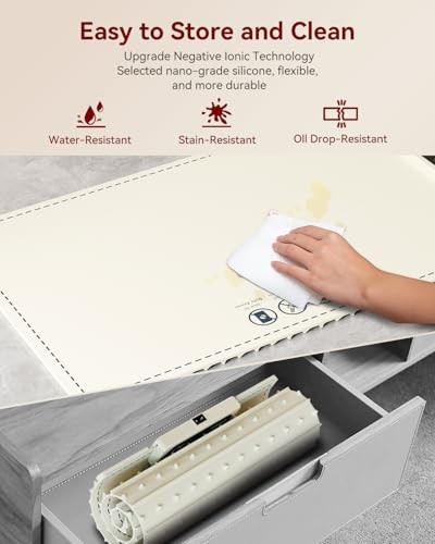 Negative ion Food Warming Mat with Adjustable Temperature,Foldable White