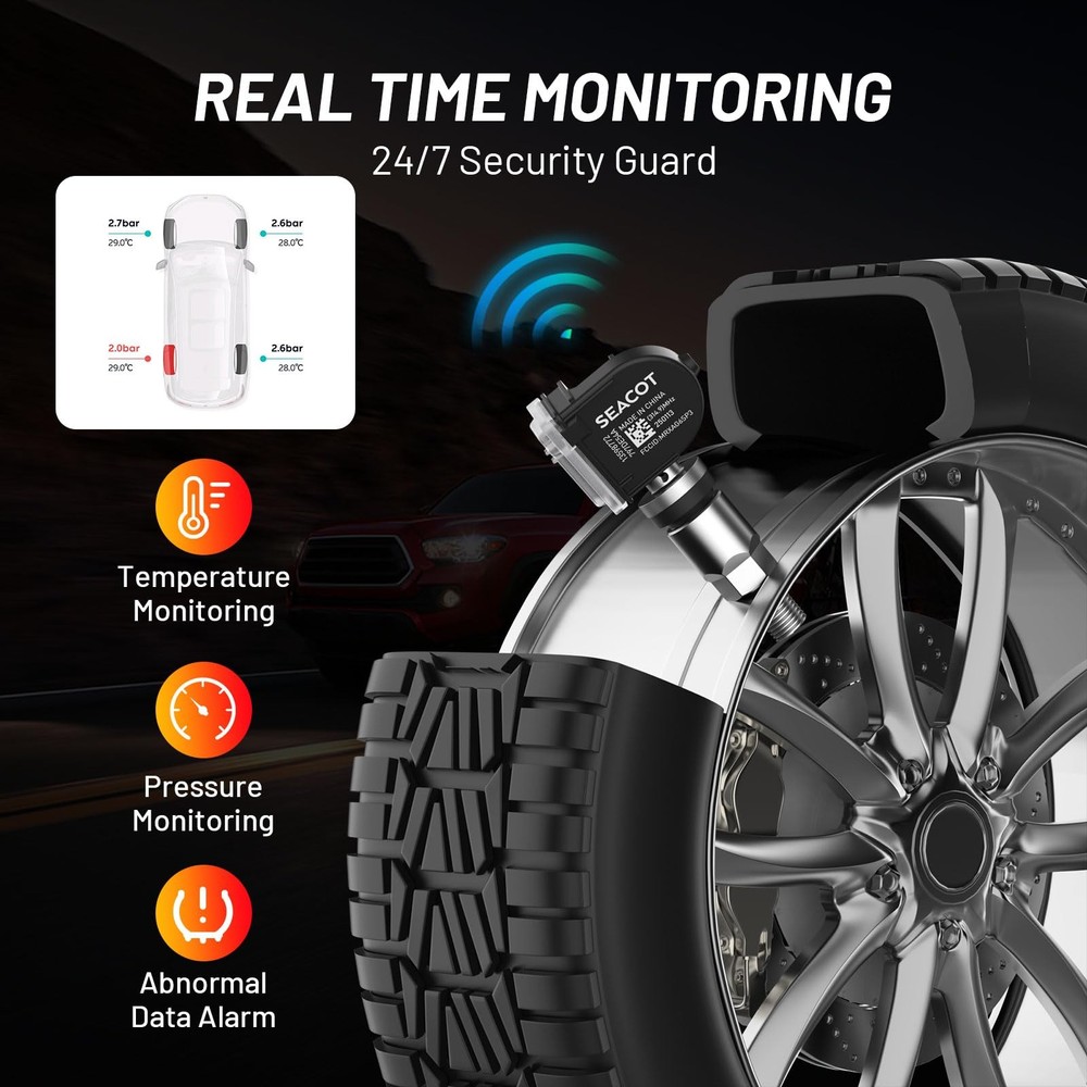 TPMS Sensor GM, 4-Pack 315Mhz Tire Pressure Sensor Replacement for Chevy Silvera