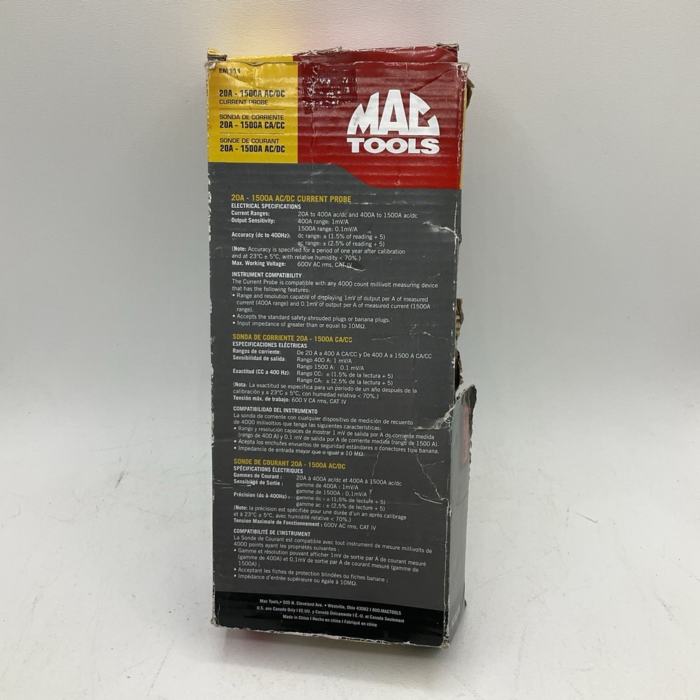 Mac Tools EM111 20A-1500A AC/DC Current Amp Probe