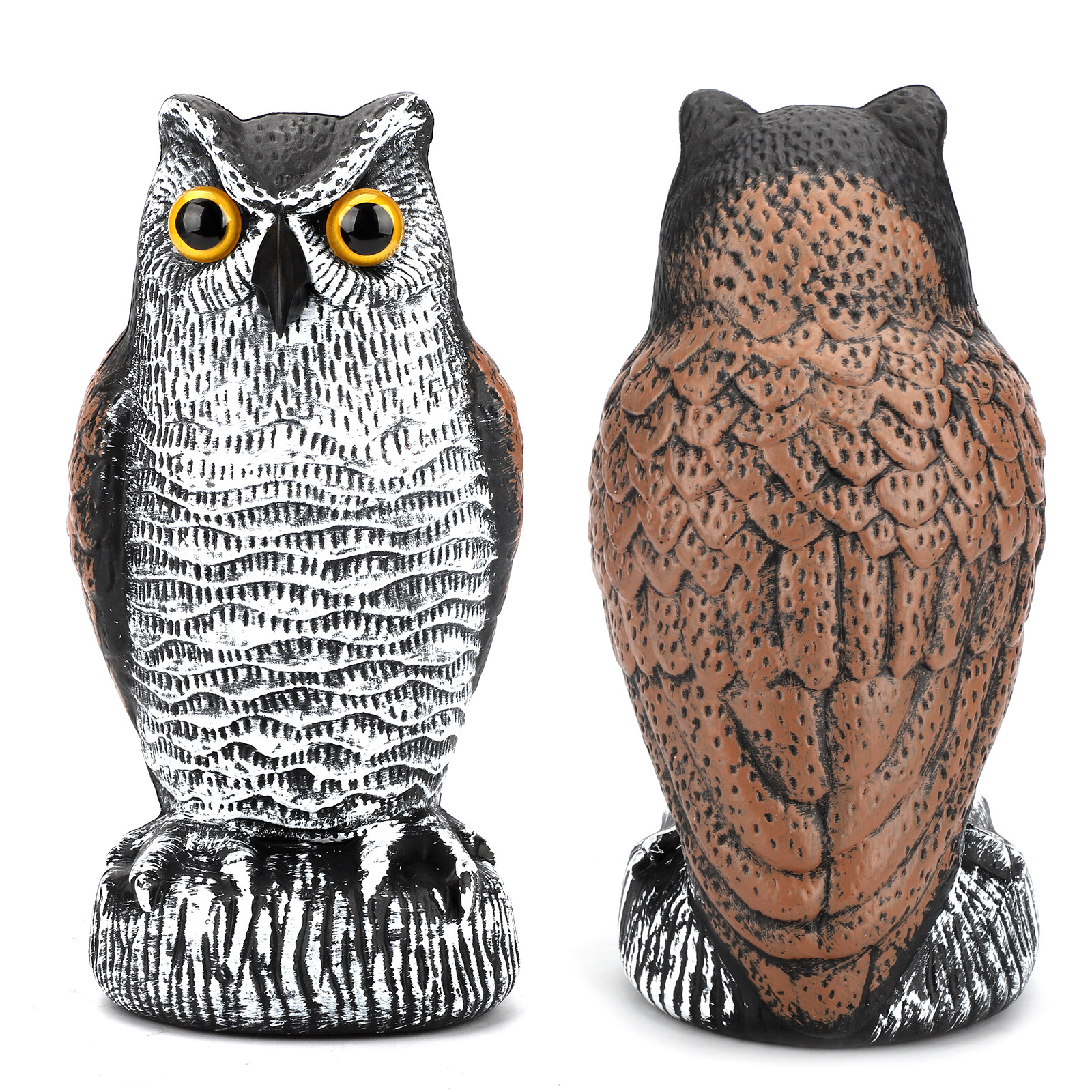 Vivid Owl Decoy Statue Protect Garden Yard Pest Repellent Bird Scarecrow Outdoor