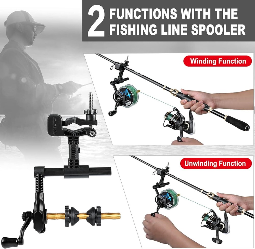 Fishing Line Spooler with Unwinding Function, Versatile Spooling Station Both