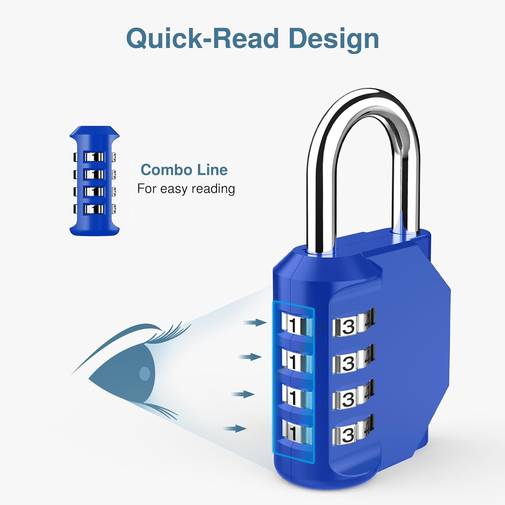 1 Pack Combination Lock 4 Digit Locker Lock Outdoor Waterproof Padlock for Schoo
