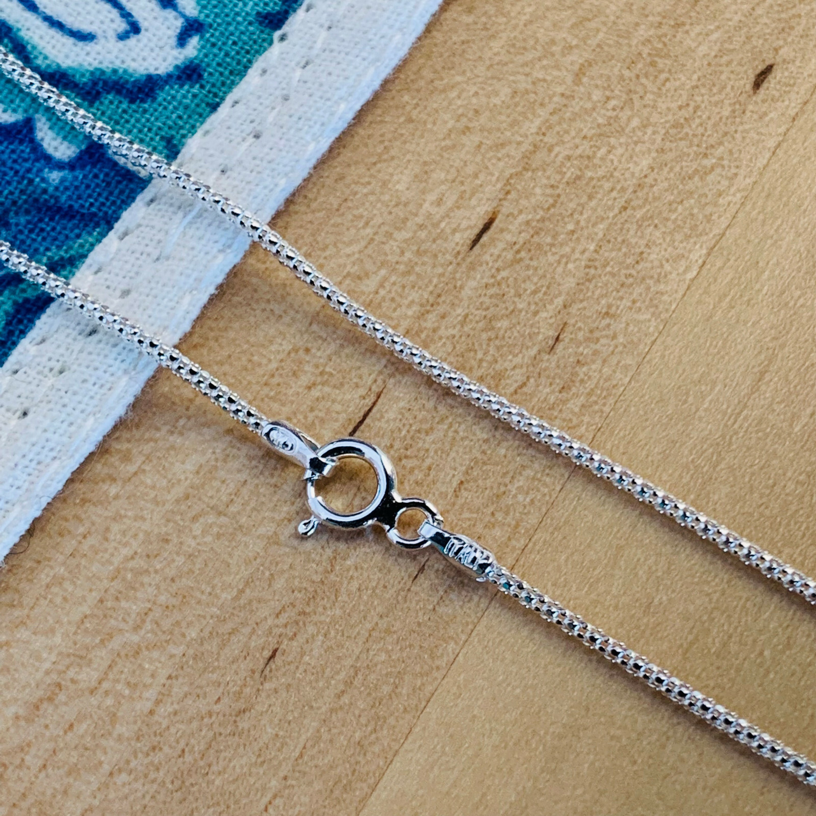 Real 925 Sterling Silver Diamond Cut Popcorn Chain Necklace Made in Italy