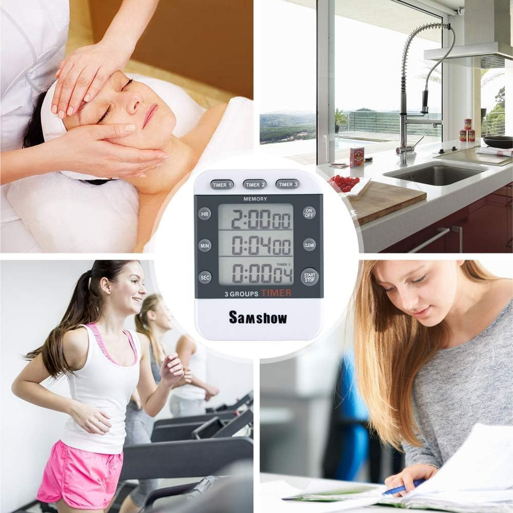 Digital Kitchen Timer Dual Timers 3 Channels Count Up/Down Cooking Timer Large D