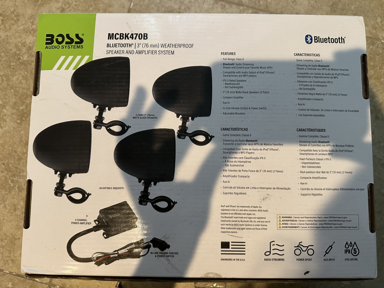 Boss Audio Systems MCBK470B Bluetooth 3" (76mm) Weatherproof Speaker & Amplifier