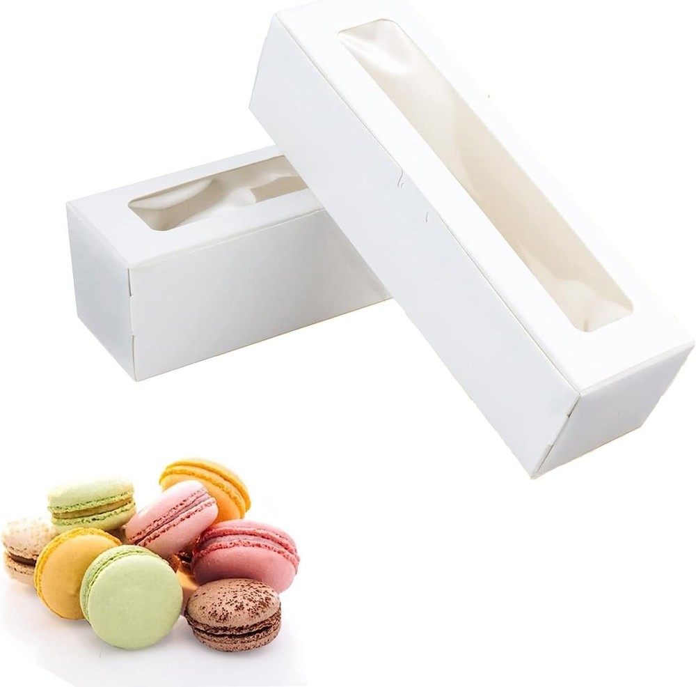 Recyclable Macaron Boxes - 20 Pack for 6-10 Macarons, Elegant Gift Packaging