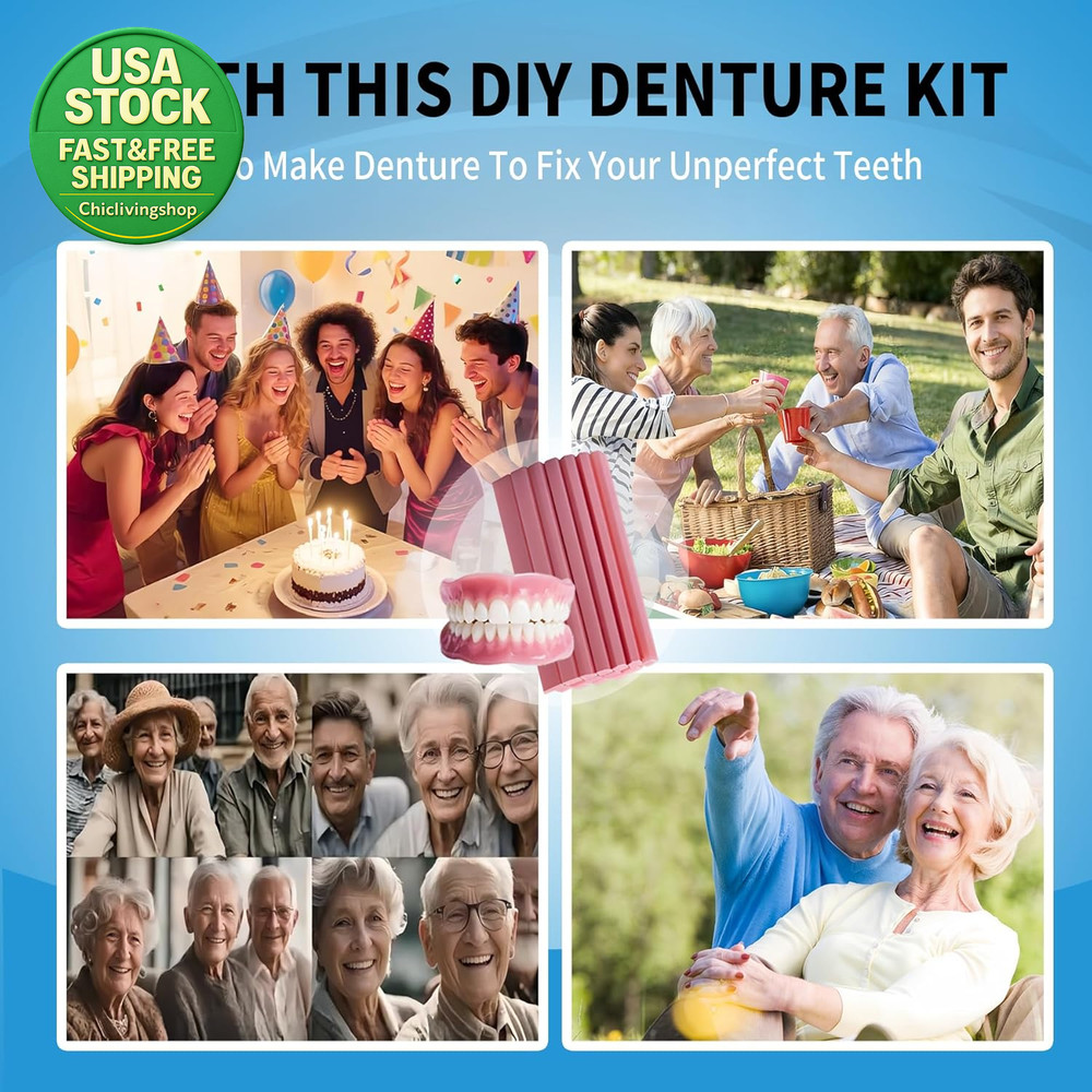 DIY Denture Temporary Veneers Kit Upper Lower Tooth Replacement Natural Fit