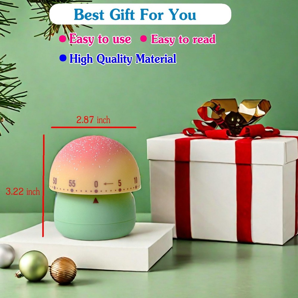 Cute Mushroom Timer for Kids, High Volume Mechanical Kitchen Timer, Wind Up 6...