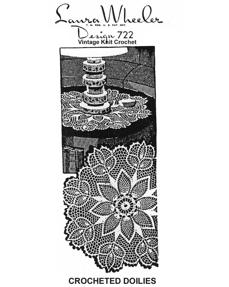 Vtg Crochet Doily Pattern, Pineapple Flower Small Large Mail Order Design 722