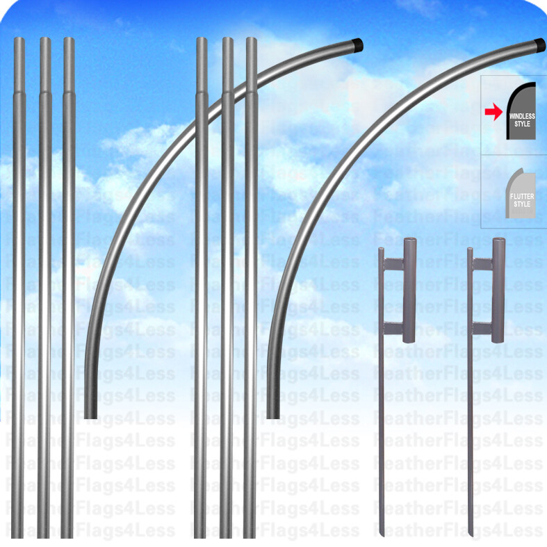 2 Pack - Deluxe Windless POLE & SPIKE Set - for swooper feather flag kit