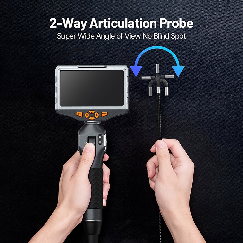 Articulating Borescope Endoscope Inspection Camera w/ Two-Way Articulation Head