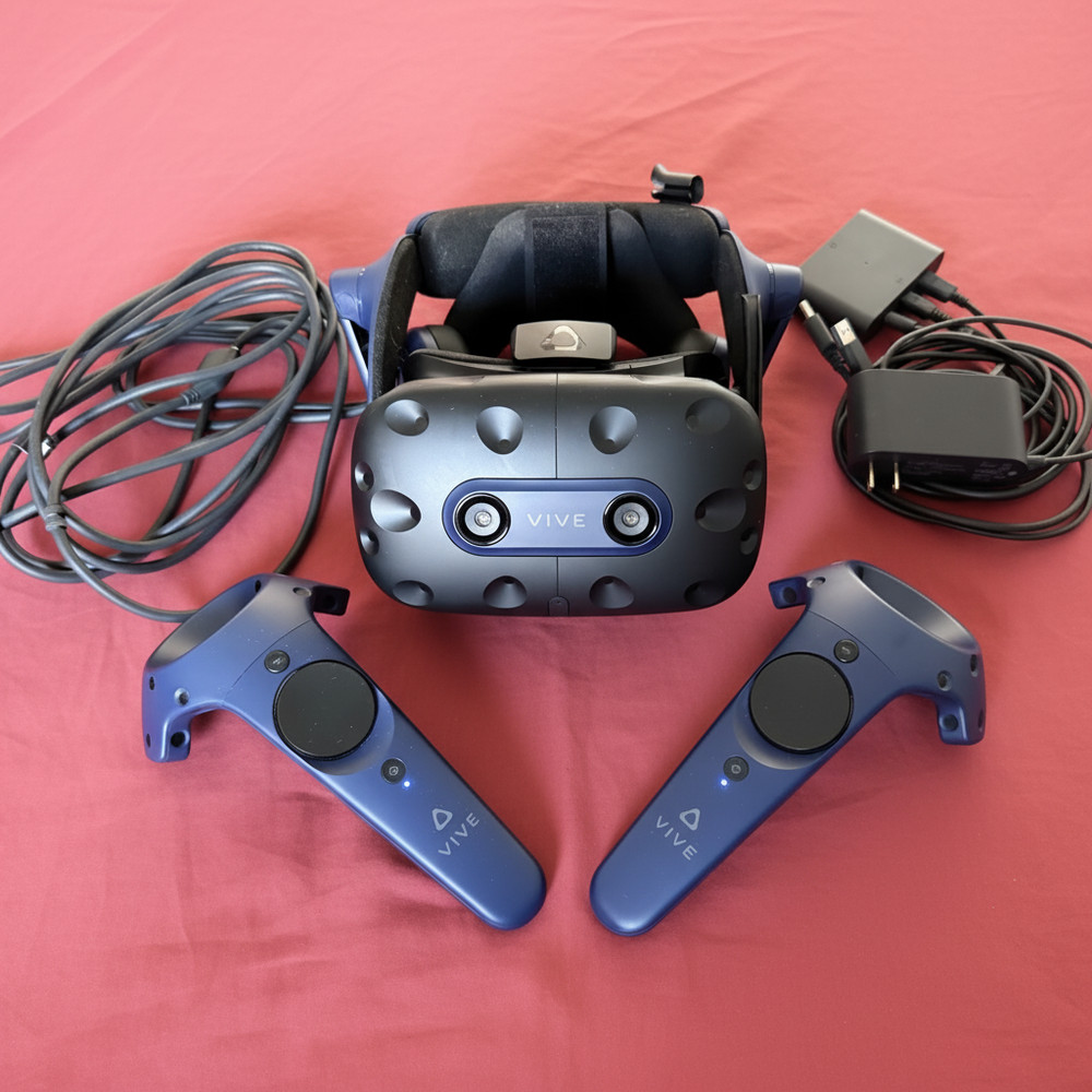 HTC Vive Pro 2 VR Headset, Controllers, Link Box & Cables Set