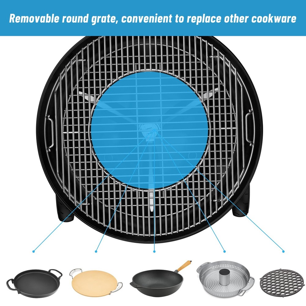 Skyflame Charkettle Double-Side Hinged Cooking Grate, Gourmet BBQ System Repl...