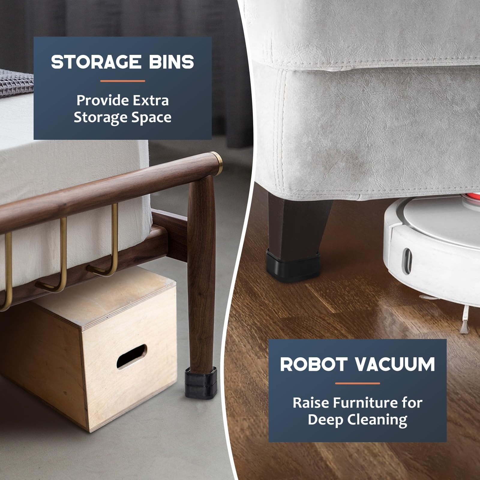 12 Pack Furniture Risers Adjustable Bed Risers 1 Inch Heavy Duty for Couch De...