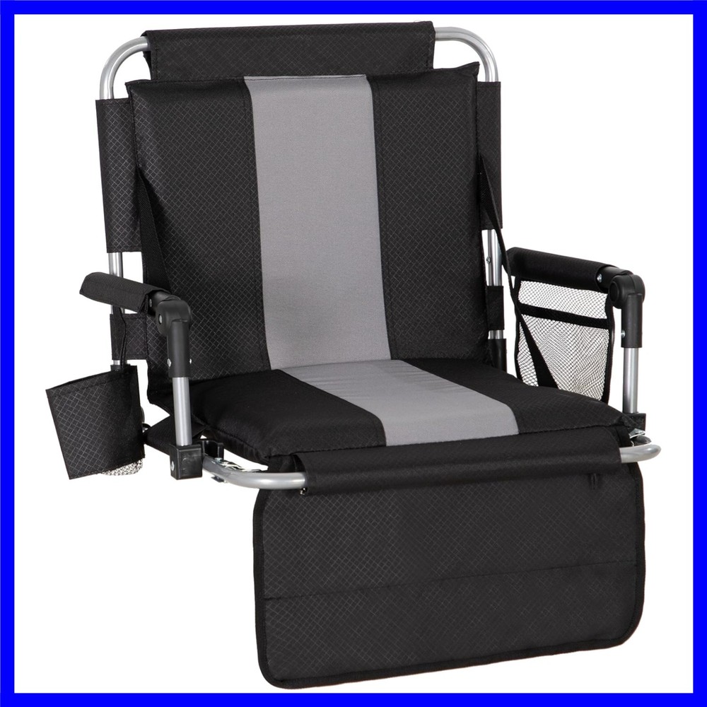 Folding Stadium Seat Bleacher Chair with Cup Holder, Mesh Bag and Hide Hooks,...
