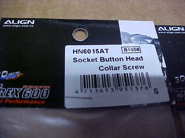 ALIGN HN6015AT (2 PKGS) = SOCKET BUTTON HEAD COLLAR SCREW: TREX 600 (NEW)