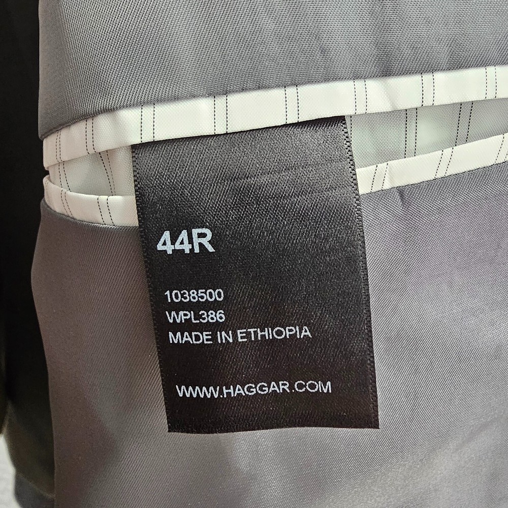 Haggar 44R Gray Sport Coat Blazer Jacket Solid 2B Polyester