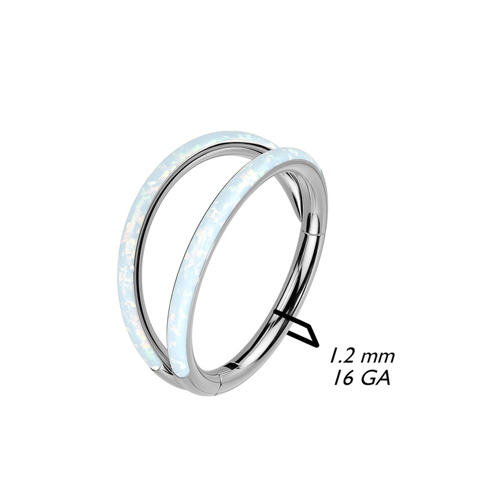 Titanium Double Lined Opal Hinged Segment Hoop Helix Daith Tragus Cartilage