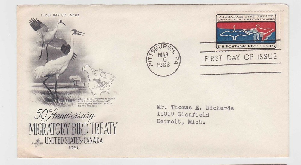 TurtlesTradingPost- Migratory Birds - 1966 #1306 Artcraft Cachet FDC
