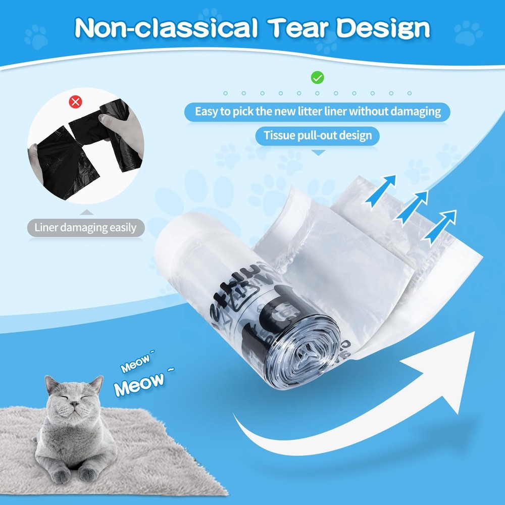 150 Count Drawstring Litter Box Liners Compatible with Automatic Litter Box 4...