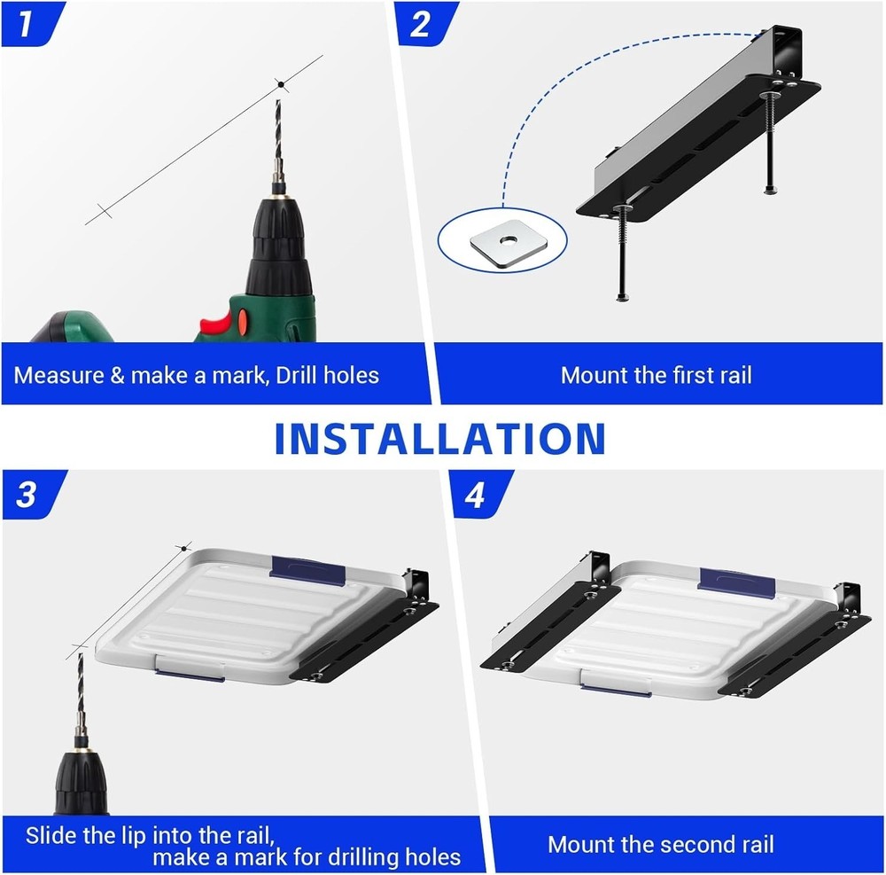 3 Pack Overhead Storage Bin Rack, Ceiling Racks For Utility Bins Organization