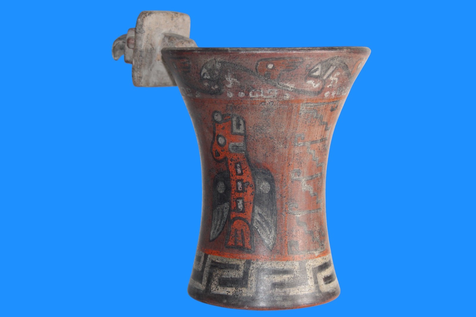 Museum Replica of a Pre Columbian Artifact Peru Big Tiahuanaco Condor Beaker B09