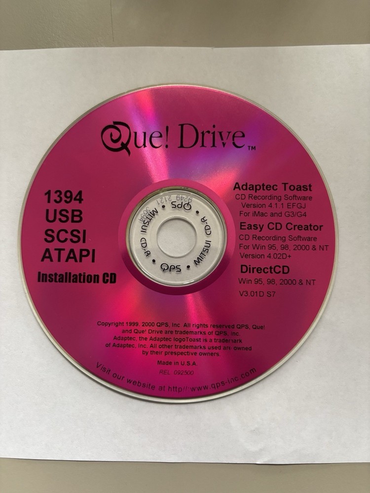 Que Drive USB SCSI ATAPI Installation CD
