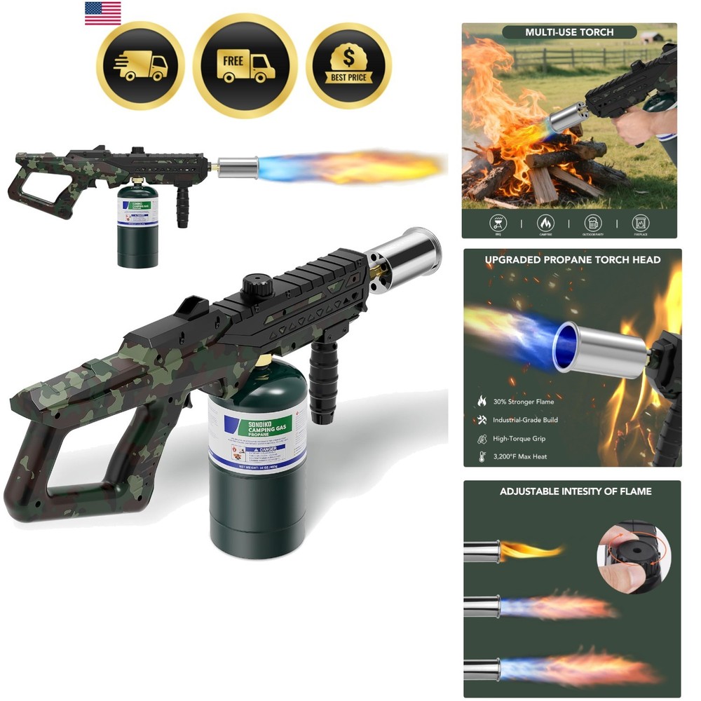 Powerful Cooking Propane Torch Gun, Culinary Torch Campfire Starter, Adjustab...