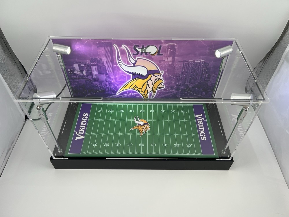 Minnesota Vikings Custom 2 Mini Helmet Display Case W/ LED Lights