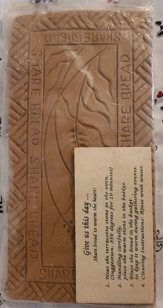 Pottery Bread Warmer Rectangle - "Give Us This Day.." New