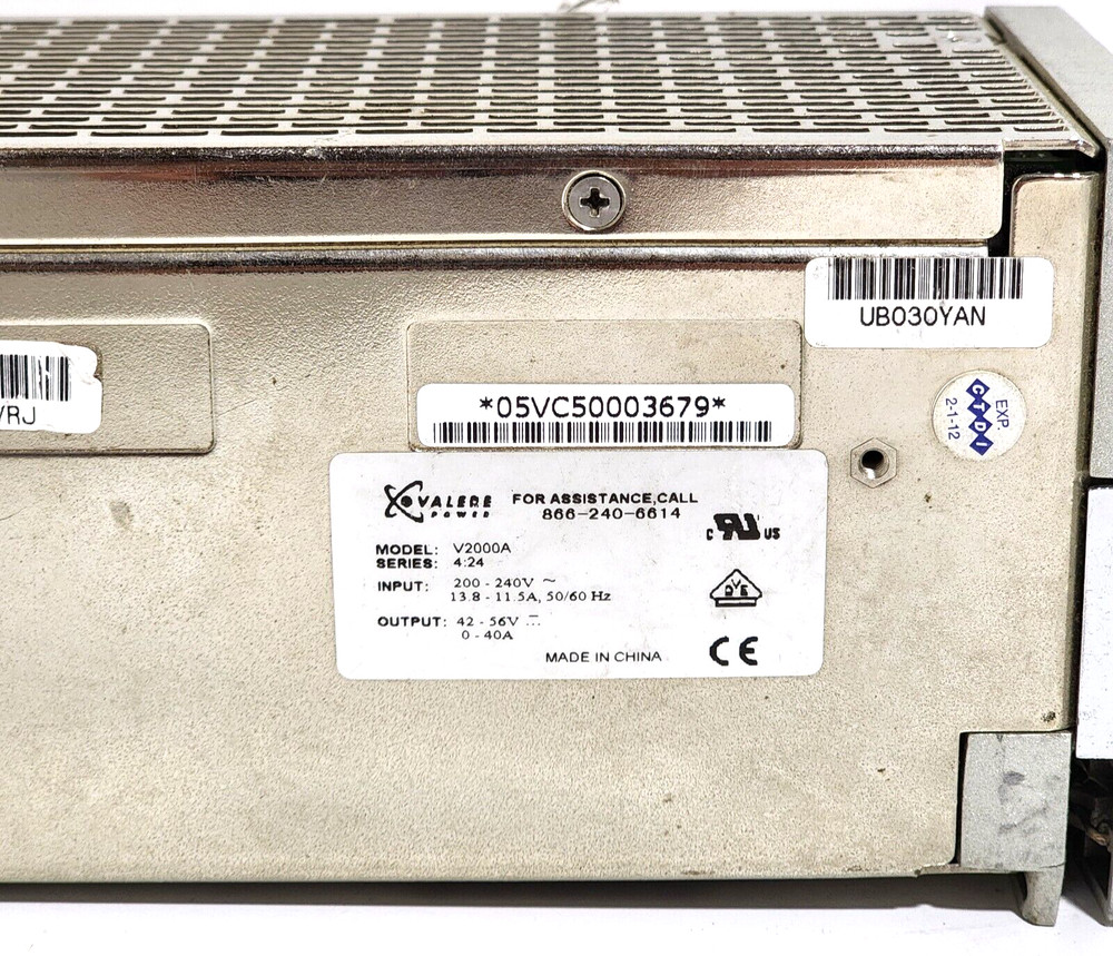 ELTEK VALERE V2000A Power Rectifier PBP2DDFBAA 48V 40A USED.