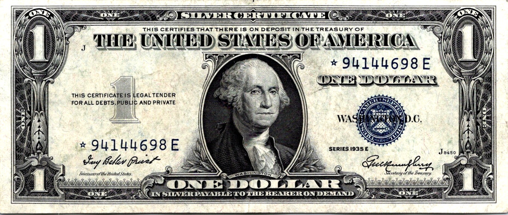 1935-E $1 Silver Certificate Star Note Fr. 1614* VF