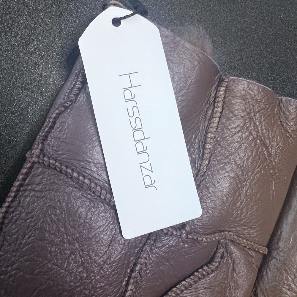 Brown Fuax Leather Gloves Warm Lining