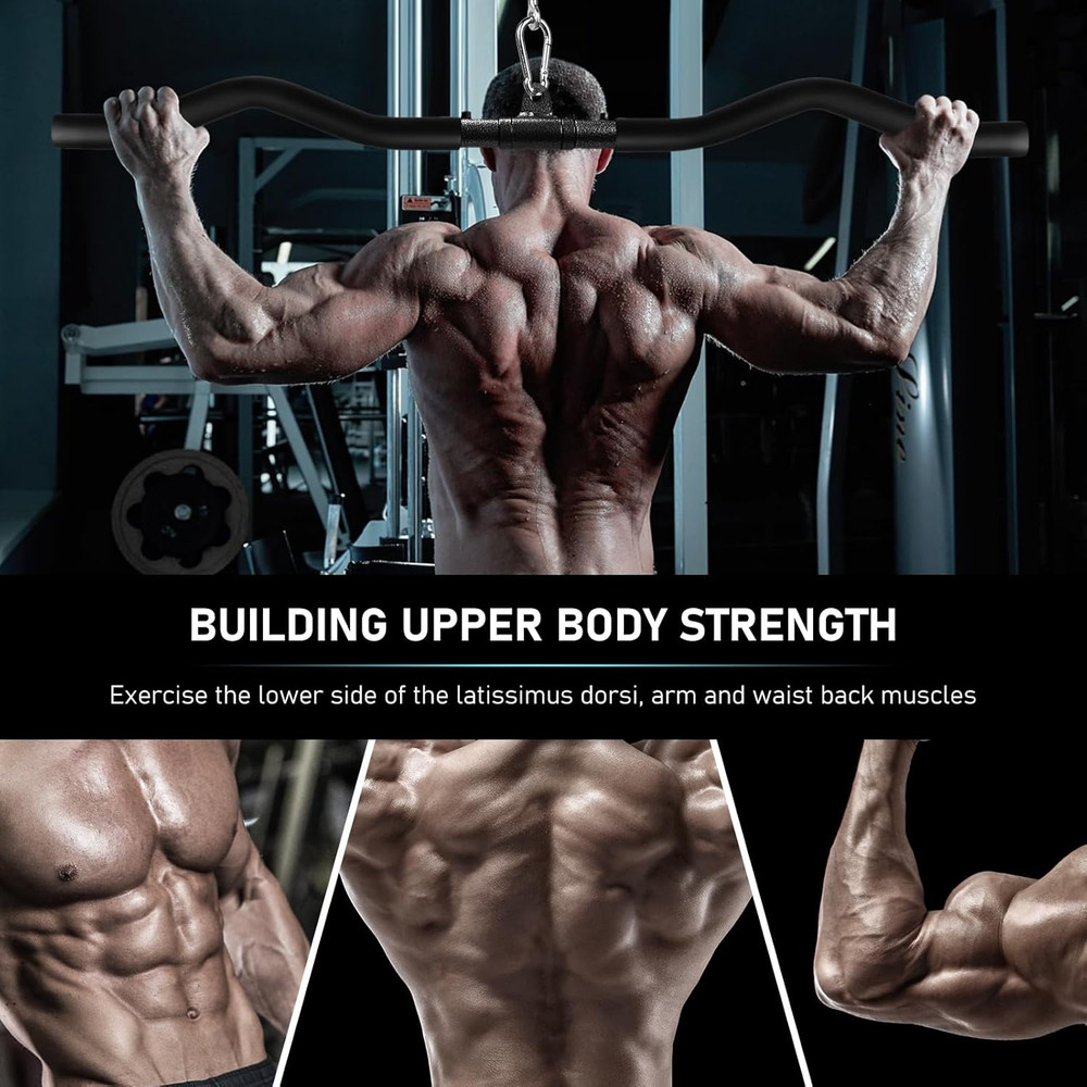 LAT Pull Down Bar, Detachable LAT Pulldown Attachment with Swivel Joint Wide Gri