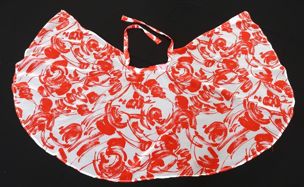 RETRO SHEER WAIST RED ABSTRACT BRUSH STROKE PATTERN APRON