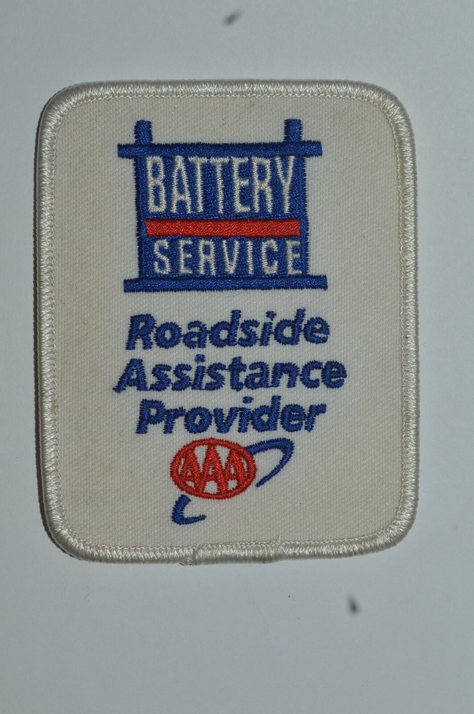 AAA Battery Service Roadside Assistance Provider Embroidered Iron On Patch White