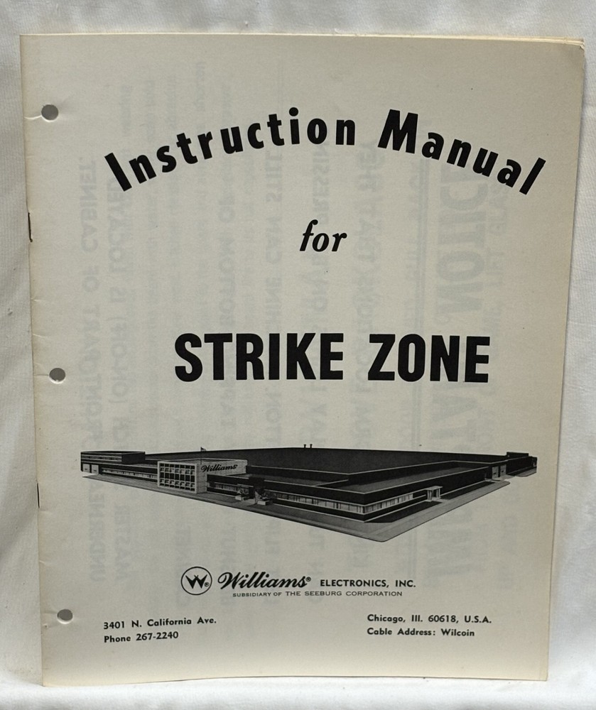 ORIGINAL-WILLIAMS-STRIKE ZONE-INSTRUCTION MANUAL