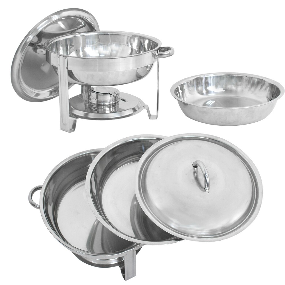2 Round Chafing Dish Stainless Steel Combo Buffet Set and 2 Rectangular Chafers