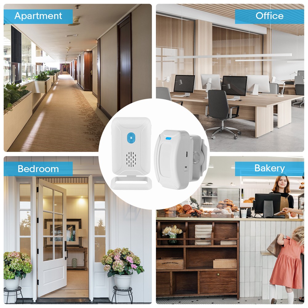 Wireless Motion Infrared Sensor Alarm Secure 1 Alarm + 4 Sensor Plug In/ Battery